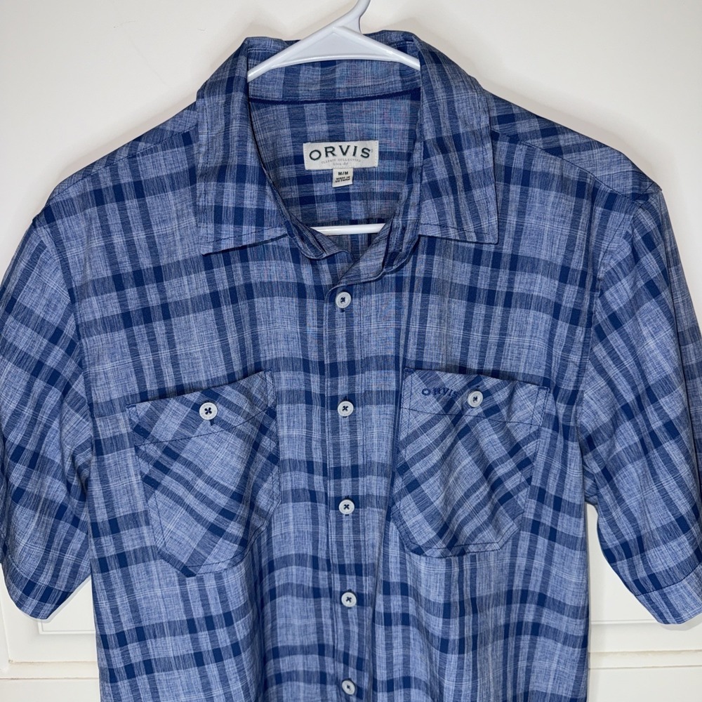 NWOT Orvis, Blue Plaid Short Sleeve Button-Up, Medium